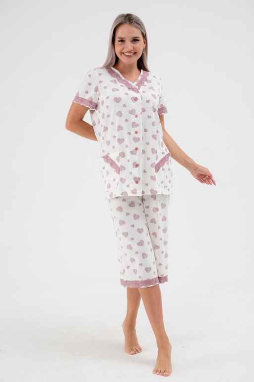 Пижама женская из кулирки Ворожея сердечко кофейное - Амадэль фото 5