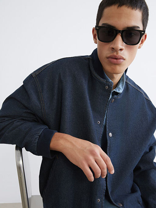 Rahat Kal?p Kolej Yaka Erkek Bomber Jean Ceket