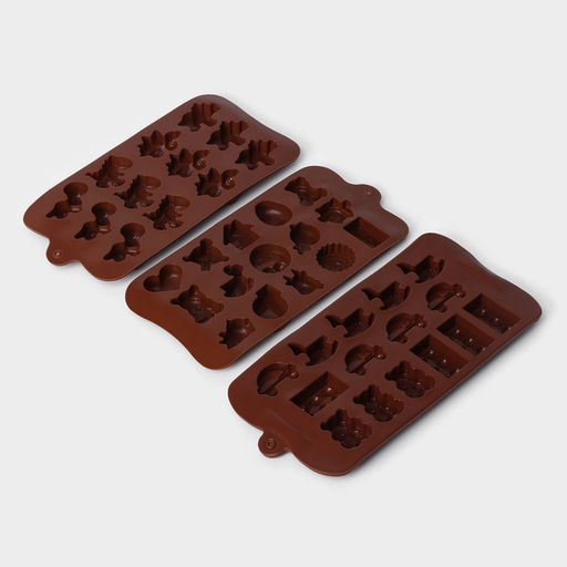 Формы для конфет и шоколада Доляна Игрушки, набор 3 шт., силикон, коричневые  фото 6