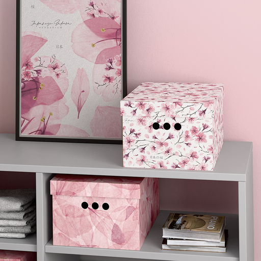 Короба картонные, набор 4 шт., 2 цвета, HERBARIUM SAKURA, 25*33*18.5 см.