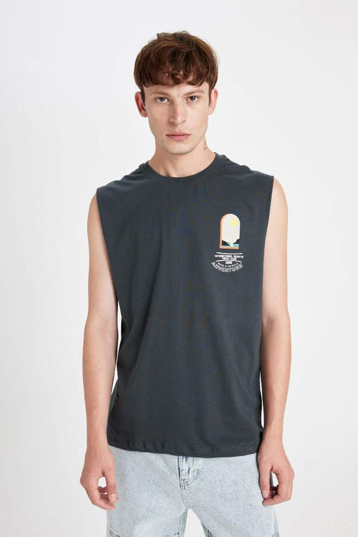 Майка свободного кроя с круглым вырезом и принтом - Defacto фото 3