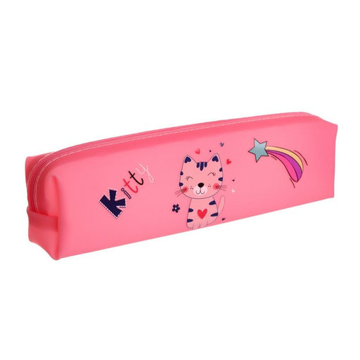 Пенал школьный на молнии «Кошечка», МИКС