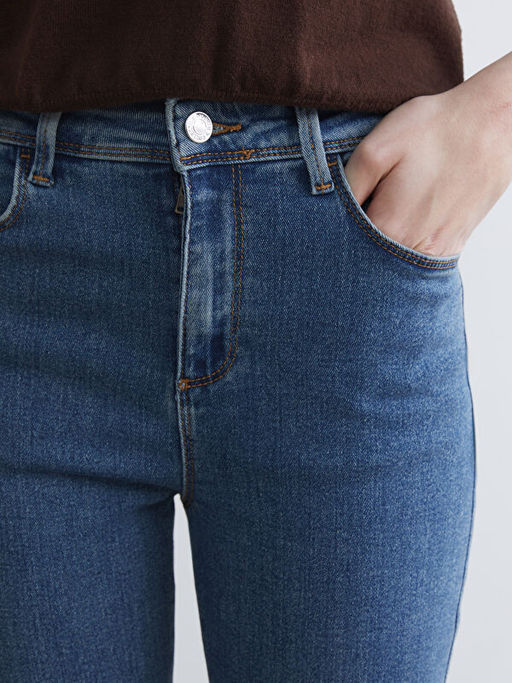 Y?ksek Bel Slim Fit Kad?n Jean Pantolon