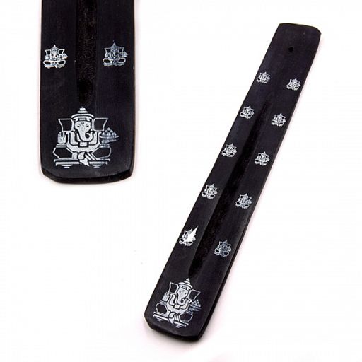Подставка под благовония Лыжа уп 10шт Черные Белый рисунок Ганеш