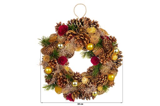 Новогоднее украшение венок 34*34*8 см Зимняя сказка круг - Elan gallery фото 2