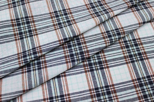 Пестрядь Клетка цв.мятный/белый/чернильный, ш.1.5м, хлопок-100%, 140гр/м.кв - Купава фото 5