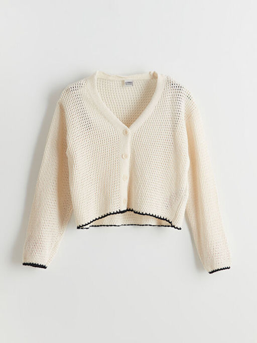 V Yaka Ajurlu K?z ?ocuk Triko H?rka