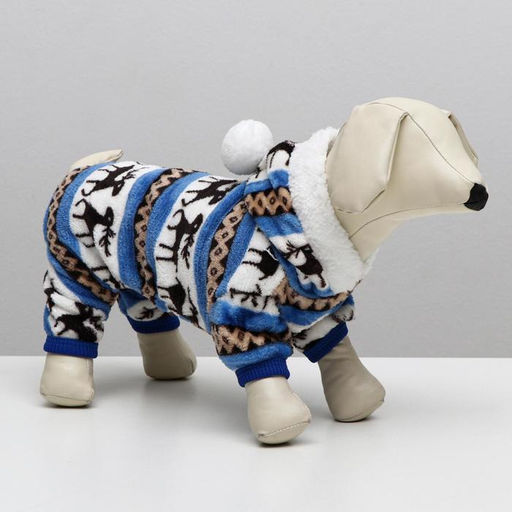 Комбинезон Олени с капюшоном, размер L (ДС 35 см, ОГ 45 см, ОШ 35 см), голубой - Simaland фото 15