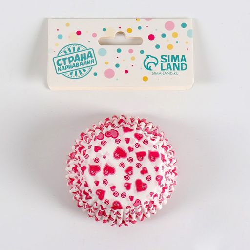 Тарталетки бумажные Сердечки, 50 шт. - Страна карнавалия фото 2