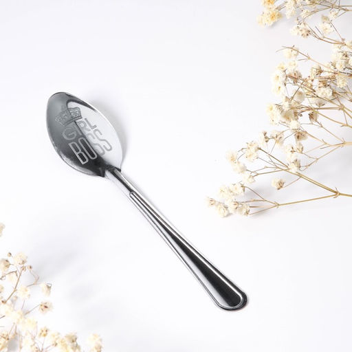 Цена за 3 шт. Ложка чайная с гравировкой Girl boss, h=14 см