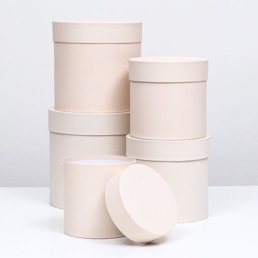 Набор шляпных коробок 5 в 1 Ваниль, 20 20 20 13,5 13,5 13,5 см - UPAK LAND фото 7