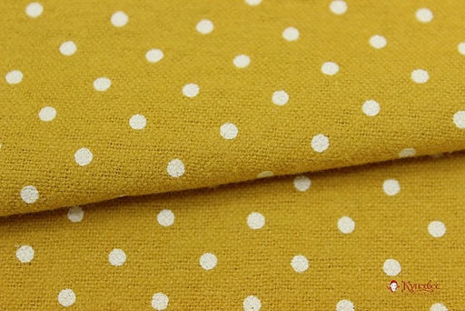 Теплый хлопок Мелкий горох-2 на горчичном, ш.1.48м, хлопок-100%, 150гр/м.кв - Купава фото 2