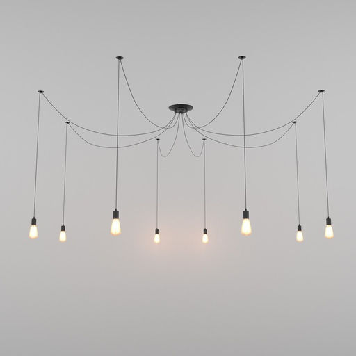 Светильник BayerLux «Паук», чёрный, 8×40W, E27, 80×80×90 см