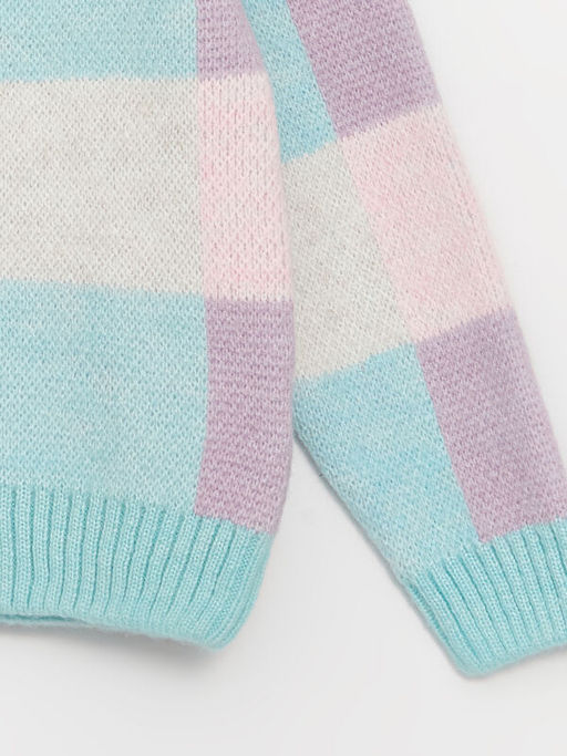 Bisiklet Yaka Renk Bloklu K?z ?ocuk Triko Kazak - Waikiki фото 2