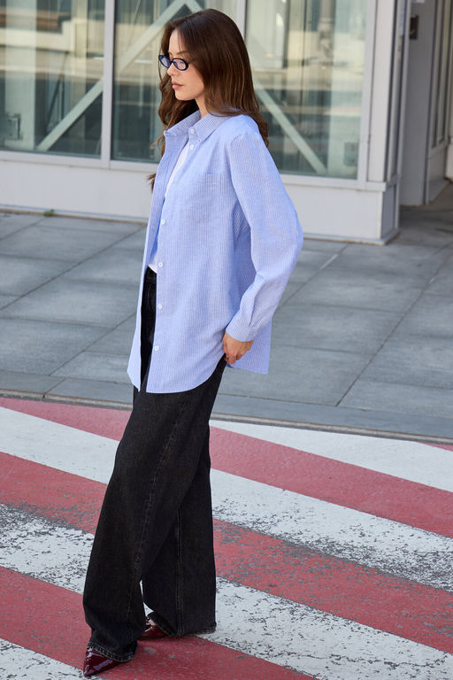 Рубашка оверсайз в полоску хлопковая