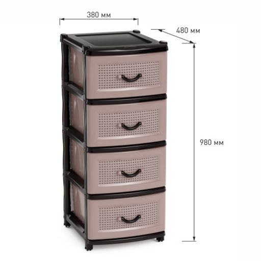 Комод 4-х секционный коричневый М1356