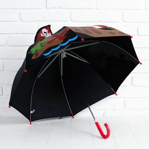 Зонт детский фигурный «Пираты», чёрный