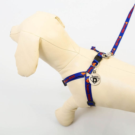 Комплект Super DOG, шлейка 26-39 см, поводок 120х1 см, медальон - Пушистое счастье фото 5