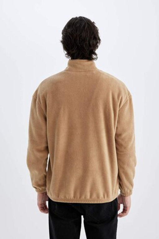 Флисовый свитшот с принтом и воротником-стойкой Comfort Regular Fit - Defacto фото 6