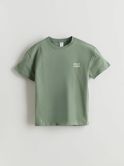 Yaz? Bask?l? Pamuklu Erkek ?ocuk Ti??rt