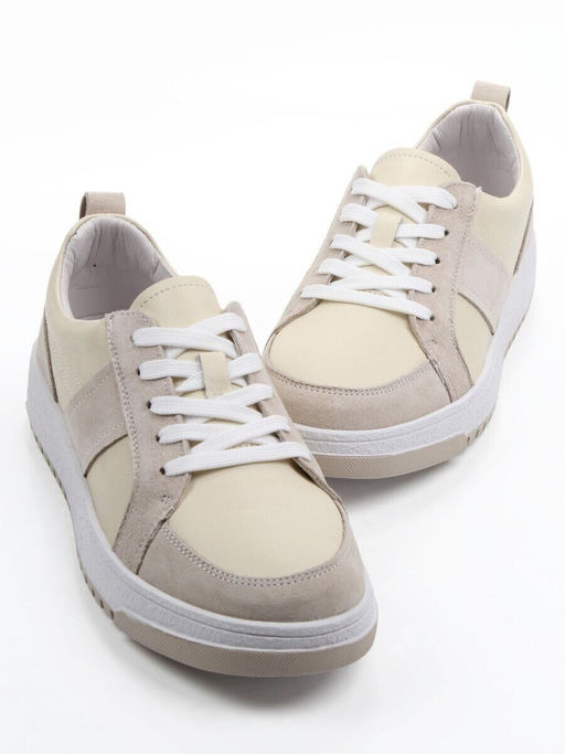 03-C934-4 BEIGE Кеды кожаные женские (натуральная кожа, натуральная замша)