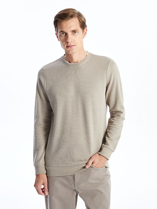 Bisiklet Yaka Uzun Kollu Erkek Sweatshirt
