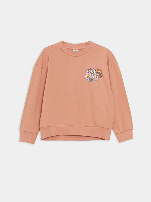 Bisiklet Yaka Bask?l? Uzun Kollu K?z ?ocuk Sweatshirt ve E?ofman Alt? - Waikiki фото 2