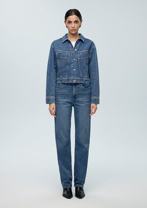 Casey Iconic Indigo Mavisi Suni Kurklu Jean Ceket фото 4