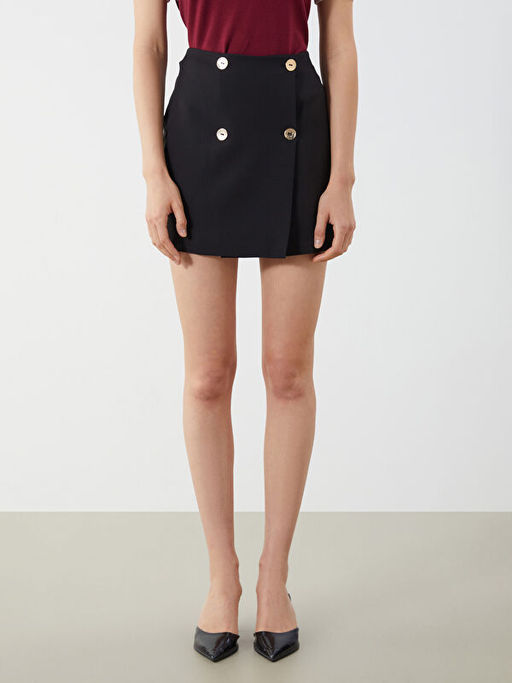 Beli Lastikli D??meli Mini Etek