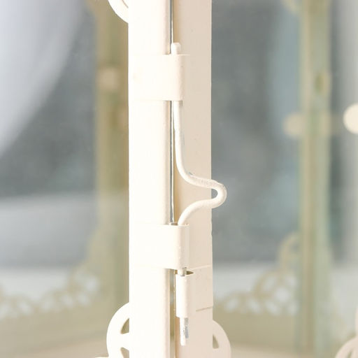 Металлический подсвечник-фонарь на 1 свечу «Цветущие вензеля», стекло, d=10 см, белый, 13.5×15×29 см