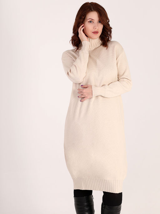 Вязаное платье женское теплое зимнее - Almond фото 2