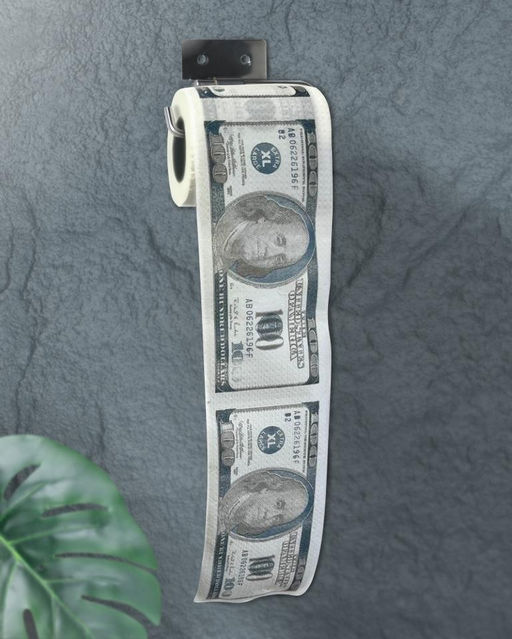 Сувенирная туалетная бумага. 100 долларов, двухслойная, 25 м (10х9,5 см)