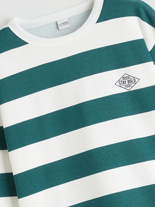 Bisiklet Yaka ?izgili Erkek ?ocuk Sweatshirt