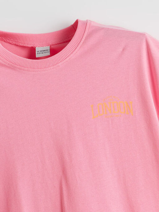 Bisiklet Yaka London Bask?l? K?z ?ocuk Elbise