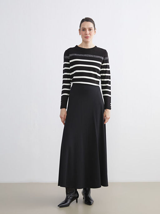 Bisiklet Yaka ?izgili Kad?n Triko Kazak