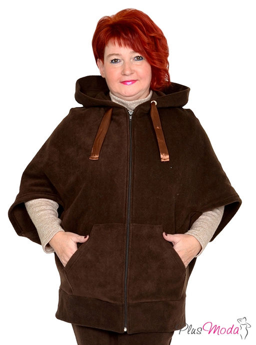 Толстовка-пончо Модель №1443 размеры 44-84 - Plusmoda фото 5