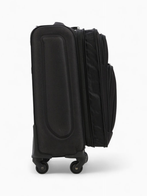 Чемодан на колёсах маленький 45 л (S), на молнии, с увеличением, кодовый замок, 4 колеса, чёрный