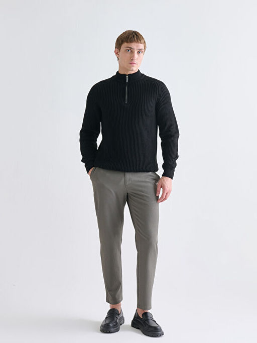 Dik Yaka Uzun Kollu Erkek Triko Kazak