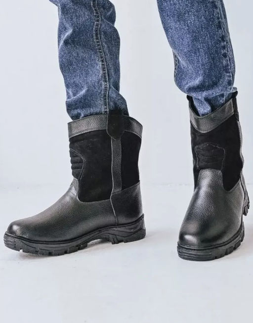 Мини-монголки мужские черные, литая подошва натуральная кожа - Мирунт фото 25