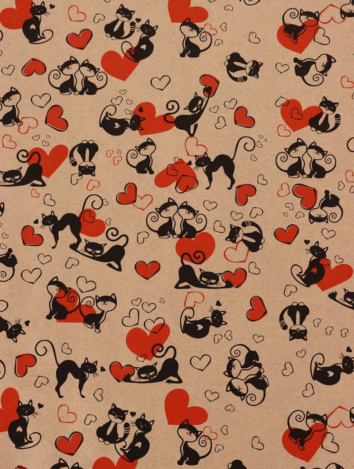 Бумага упаковочная крафт Ля Мур, черный/красный, 0.72?10 м, 605% г