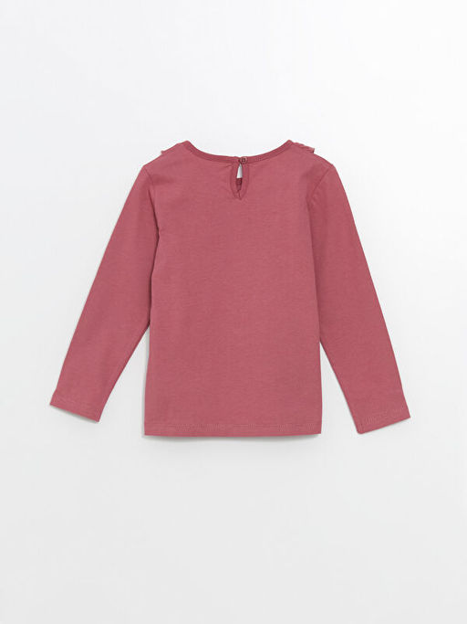 Bisiklet Yaka Uzun Kollu Bask?l? K?z Bebek Ti??rt 3l? - Waikiki фото 3