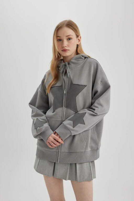 Толстовка на молнии с капюшоном и принтом Cool Oversize