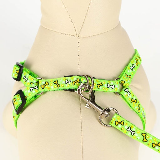 Комплект Звёздные косточки, поводок 120 х 1 см, ОГ 23-35 см, зелёный - Пижон фото 4