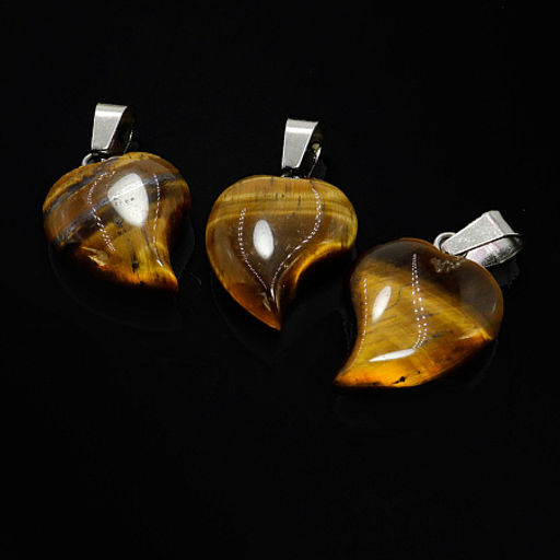 Подвеска Листочек из камня Тигровый глаз привлекает изобилие и защиту 3см