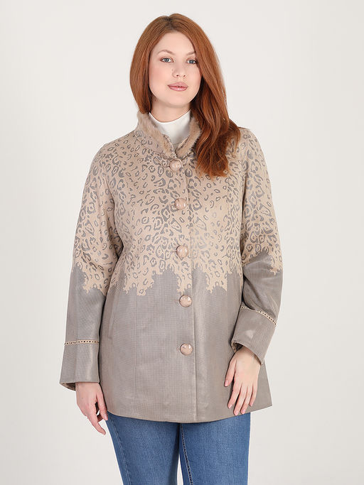 Куртка с меховым воротником бежевая - Almond фото 3