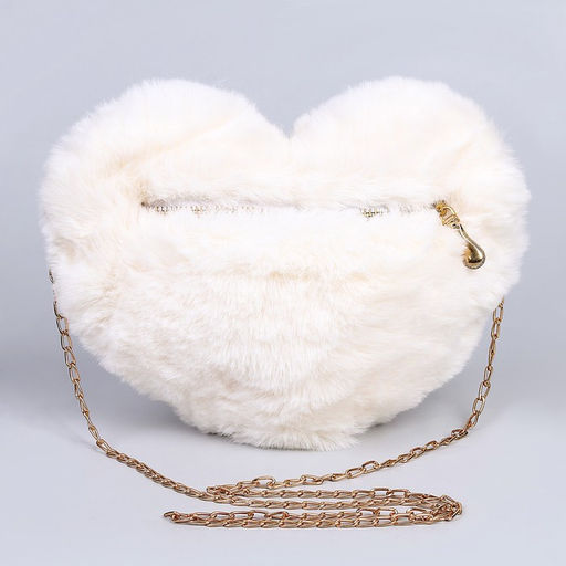 Сумка из плюша «Сердце», 20×20 см, белая