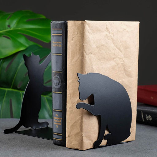 Держатель-подставка для книг «Кошки», набор 2 шт., 15×10×10 см, чёрный