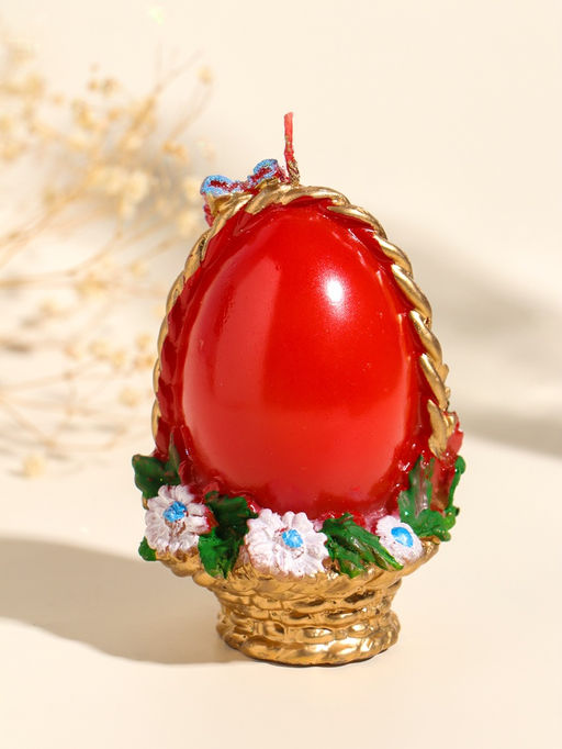 Свеча декоративная Пасхальное яйцо в корзинке, 7?10.5 см, 130 г