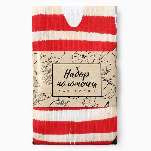 Набор кухонных полотенец Доляна «Котик на кухне» 35×60 см-2 шт., 100% хл