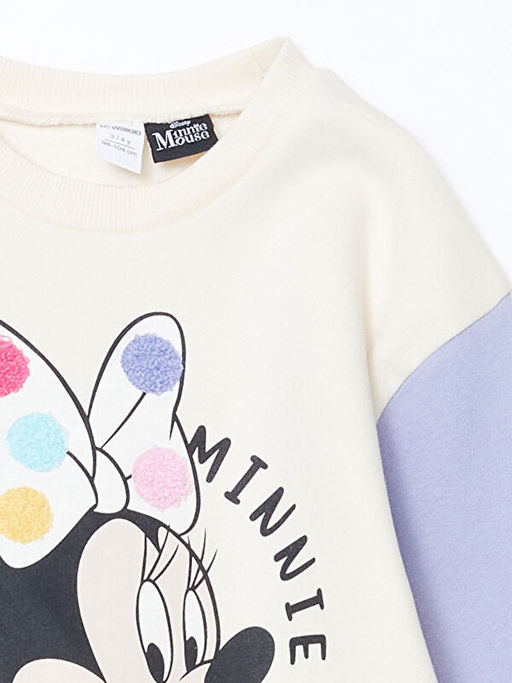 Bisiklet Yaka Minnie Mouse Bask?l? Kal?n K?z ?ocuk Sweatshirt - Waikiki фото 2